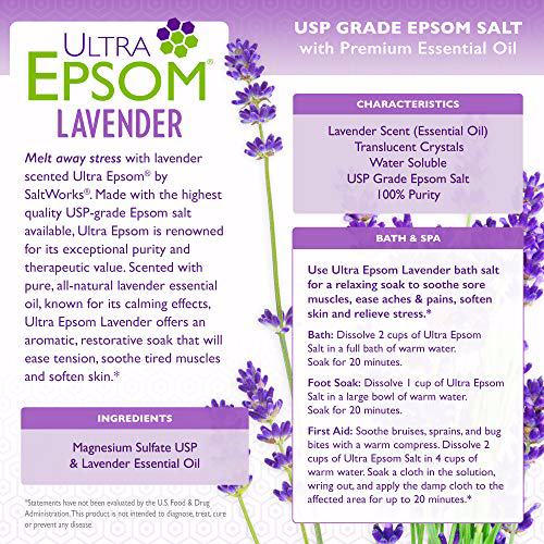 SaltWorks Ultra Epsom, Lavender Scented Premium Epsom Bath Salt 4
