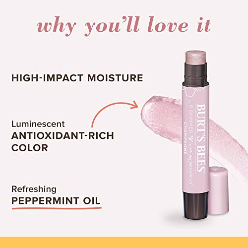 Burt's Bees Lip Balm Stocking Stuffer Moisturizing Lip Shimmer Champagne 4 Pack 4