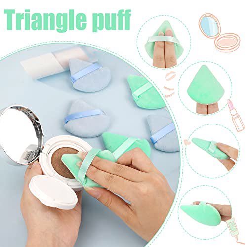 Pimoys 6 Pieces Powder Puff Face Soft Triangle Makeup Blue and Green 4