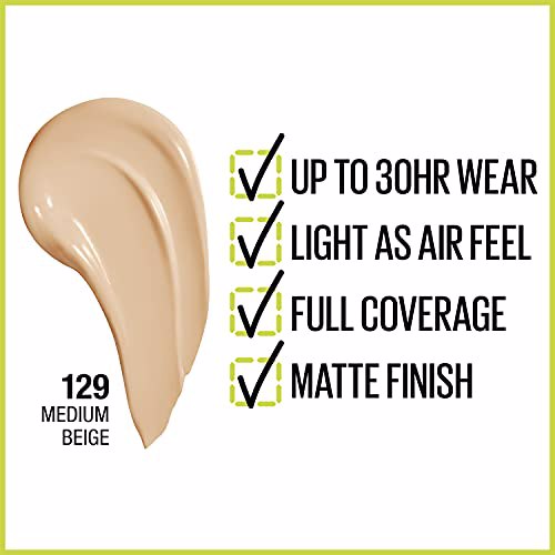 Maybelline New York Liquid Foundation Medium Beige 129 MEDIUM BEIGE 2