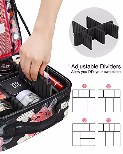 Relavel Travel Makeup Train Case with Adjustable Dividers for Cosmetics 3