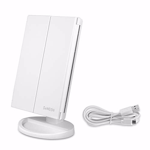 deweisn Tri-Fold Lighted Vanity Mirror with 21 LED Lights White 2