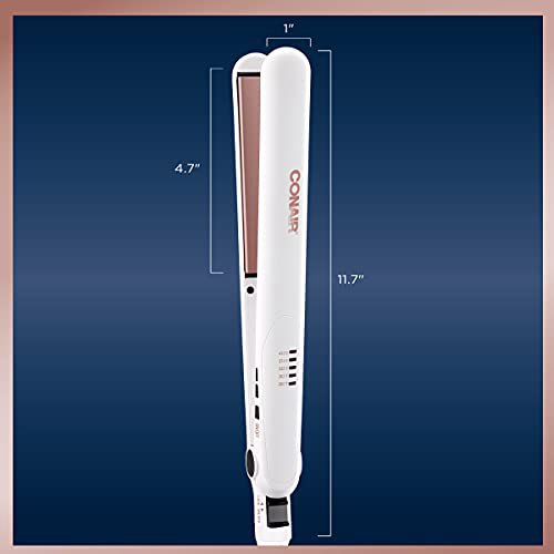 Conair Double Ceramic Flat Iron, 1 Inch, White/Rose Gold 6