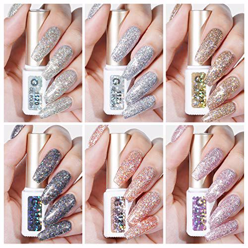 GAOY Chrome Platinum Glitter Gel Nail Polish Set 4
