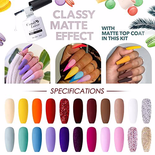 Candy Lover 25PCS Gel Nail Polish Kit, Pastel Rainbow 6