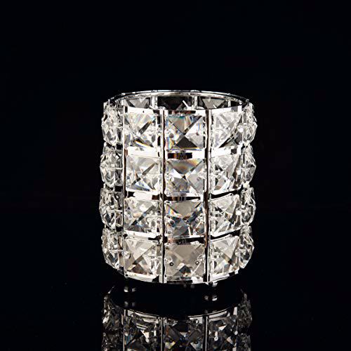 Feyarl 2pcs Crystal Makeup Brush Holder Silver Bling Handcrafted Comb Brush 7