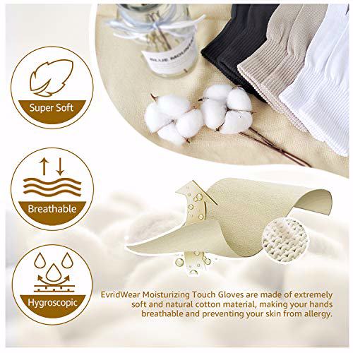 EvridWear Men Moisturizing Cotton Gloves, xs white 2