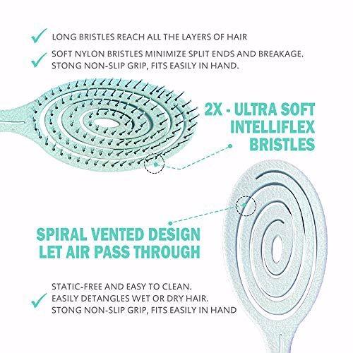 Fiora Naturals Hair Detangling Brush Green 8