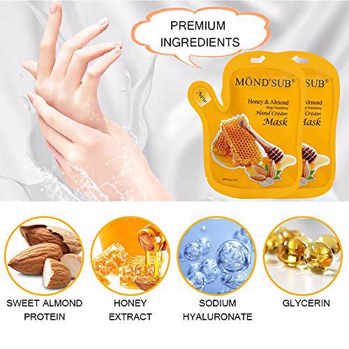 MOND'SUB 5 Pairs Anti-Aging Hand Cream Mask, Honey and Almond 2