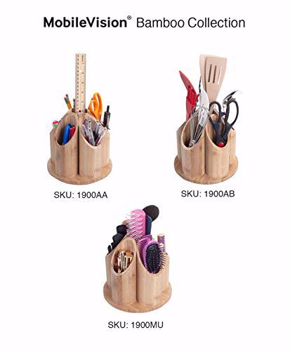 MobileVision Bamboo Circular Rotating Makeup Organizer 6