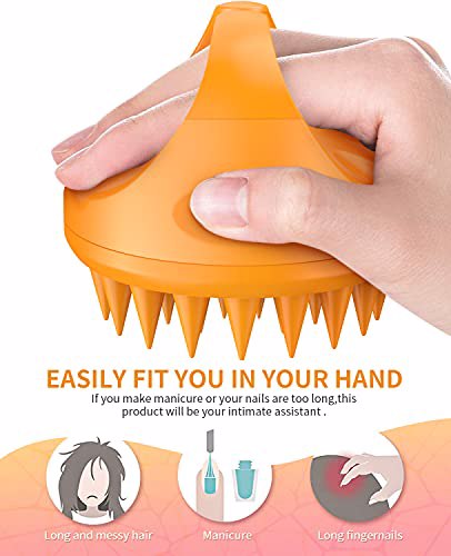 EUHOME Scalp Massager Shampoo Brush 2 pack Orange Pink 4