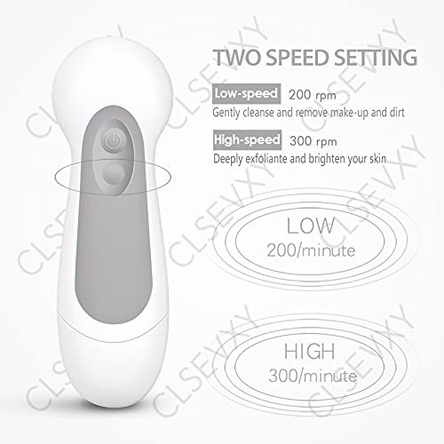Waterproof Facial Cleansing Spin Brush Set with 3 Exfoliating Brush Heads, Gray 4