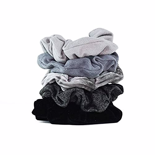 Kitsch Velvet Scrunchies, Black/Gray 2