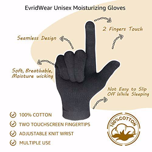 EvridWear Men Moisturizing Cotton Gloves, xs black 4