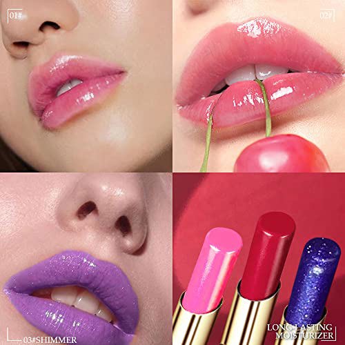 BINGBRUSH 3Pcs Jelly Color Changing Lipstick, Pink Red Blue 2