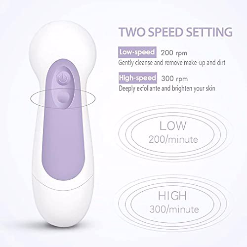Waterproof Facial Cleansing Spin Brush Set 3 Exfoliating Brush Heads, Purple 4