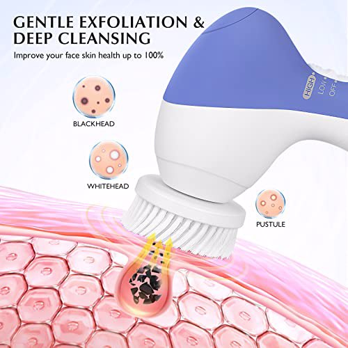 Facial Cleansing Brush Face Scrubber, Purple Blue 4