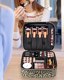 Relavel Travel Makeup Train Case Makeup Cosmetic Case Organizer Leopard, Beige Thumbnail 7