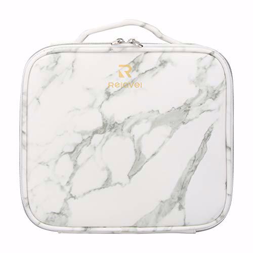 MONSTINA Makeup Train Cases Professional Travel Bag Cosmetic Cases Marble White 2