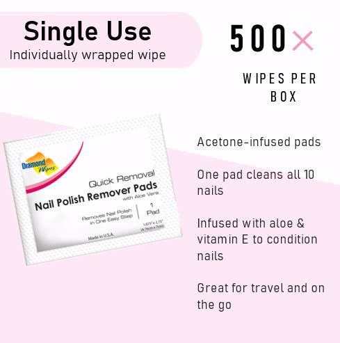 Diamond Wipes Acetone Nail Polish Remover Pads 500 2