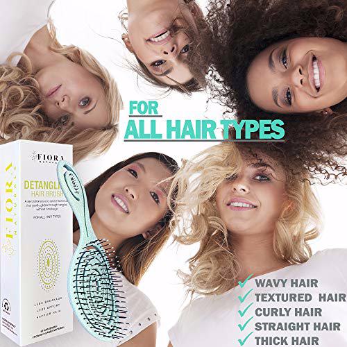 Fiora Naturals Hair Detangling Brush Green 6