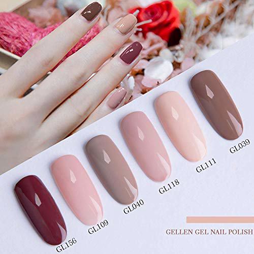 Gellen Gel Nail Polish Kit, Wine Nude Browns 3