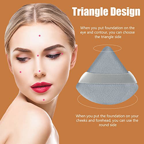 Pimoys 6 Pieces Powder Puff Face Soft Triangle Makeup Gray and Black 3