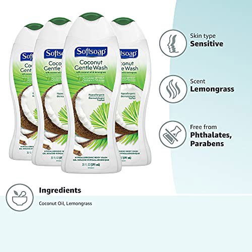 Softsoap Gentle Wash Hypoallergenic Body Wash Coconut Oil and Lemongrass 9