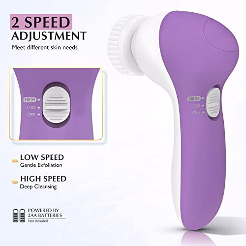 Facial Cleansing Brush Face Scrubber, Purple 6