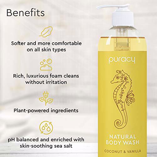 Puracy Natural Body Wash, Coconut & Vanilla 16Oz (Pack of 2) 2