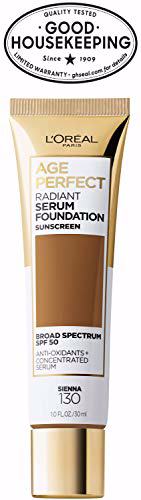 L'Oreal Paris Age Perfect Radiant Serum Foundation with SPF 50, Sienna 10