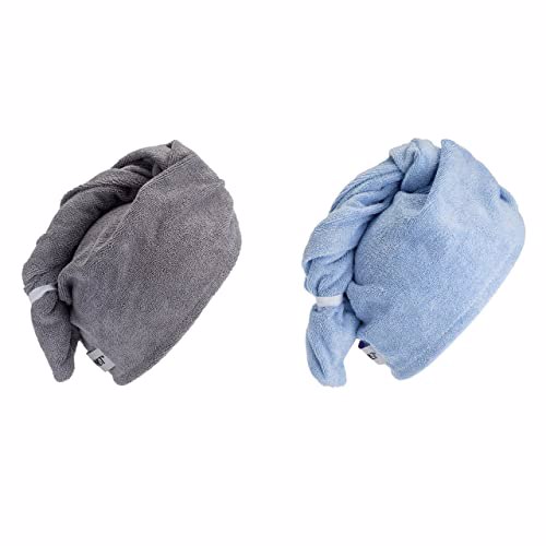 Turbie Twist Microfiber Hair Towel Wrap, Gray / Blue 6