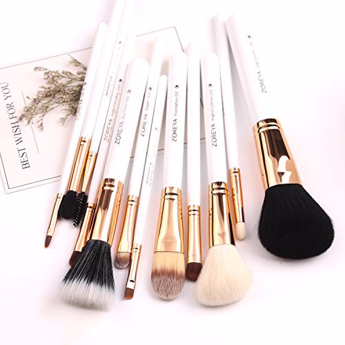 Zoreya Travel Makeup Brush Set, White 2