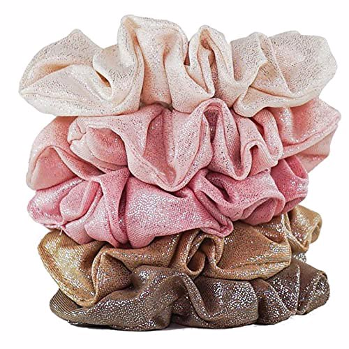 Kitsch Metallic Scrunchies, Metallic Blush/Mauve 2