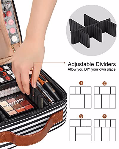 Relavel Travel Makeup Train Case Makeup Cosmetic Case Organizer Stripe 3