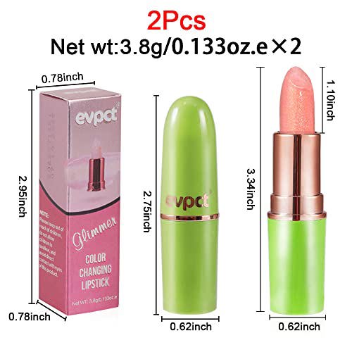 BINGBRUSH 2Pcs Glimmer Glow Shimmer Jelly Magic Lipstick Color Changing Set 6
