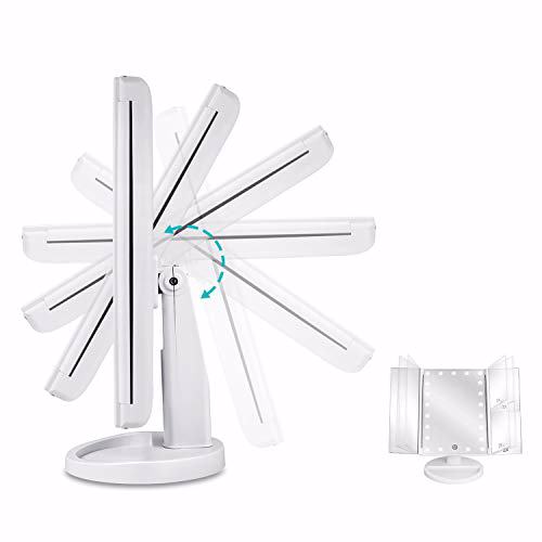 deweisn Tri-Fold Lighted Vanity Mirror with 21 LED Lights White 5