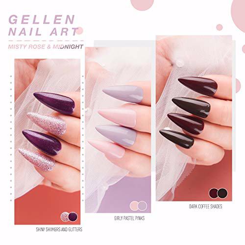 Gellen Gel Nail Polish KIT, Misty Rose & Midnight 2