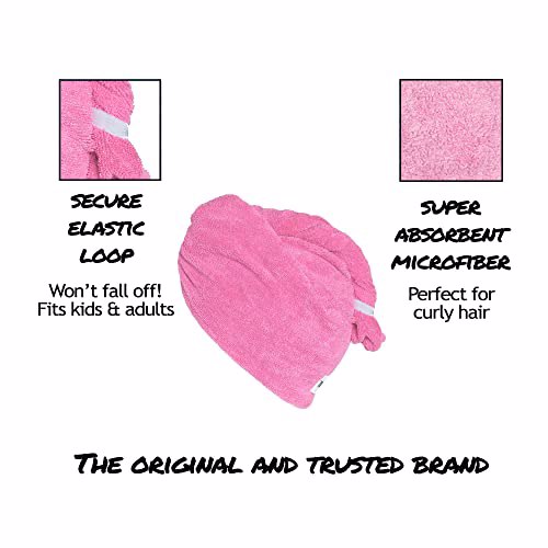 Turbie Twist Microfiber Hair Towel Wrap, Light Pink / Dark Pink 8