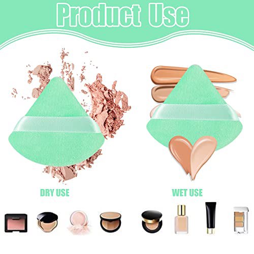Pimoys 6 Pieces Powder Puff Face Soft Triangle Makeup Blue and Green 3