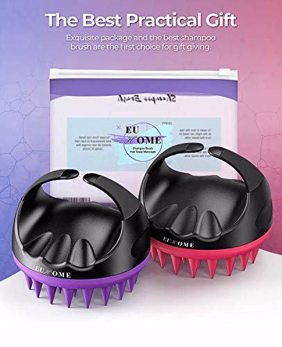 EUHOME Scalp Massager Shampoo Brush Black Rose Black Purple 7