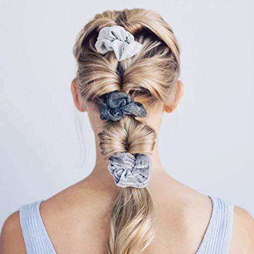 Kitsch Velvet Scrunchies, Black/Gray 5