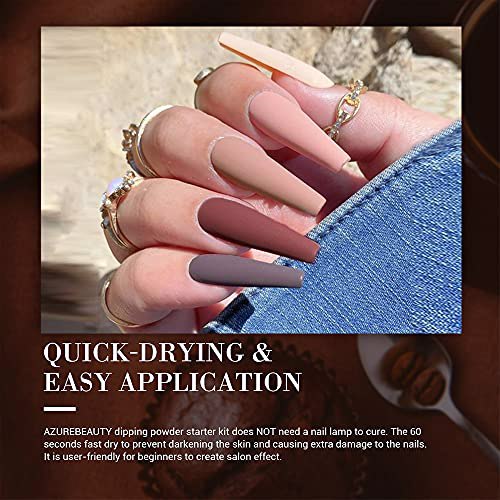 AZUREBEAUTY Dip Powder Nail Set, CA-Caramel coffee 4