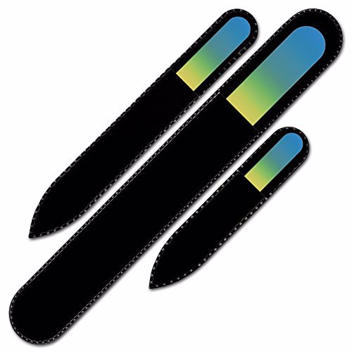 Mont Bleu Premium Set of 3 Glass Nail Files in Velvet Pouch Mermaid Tail 2