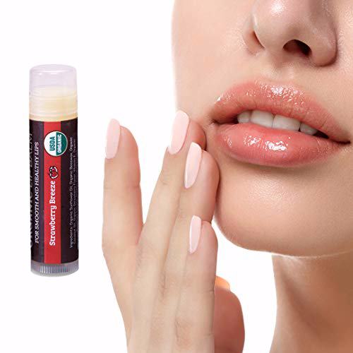 USDA Organic Lip Balm 4-Pack by Earth's Daughter Strawberry Breeze 8