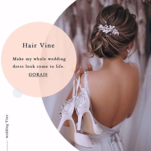 Gorais Bride Wedding Hair Vine Gold Pearl Bridal Headpieces, C Gold 7