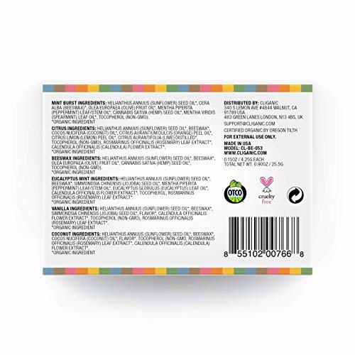 Cliganic USDA Organic Lip Balm Set 2 Packs of 6 Tubes 4