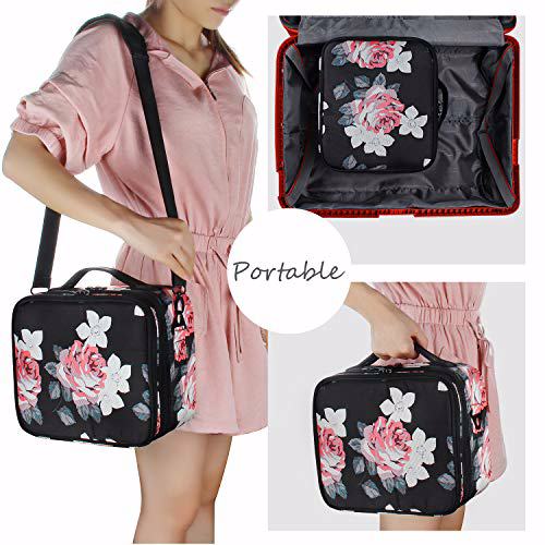 MONSTINA Train Cases Professional Travel Bag Cosmetic Cases Organizer Flower 3