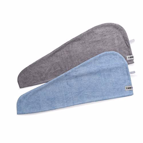 Turbie Twist Microfiber Hair Towel Wrap, Gray / Blue 7
