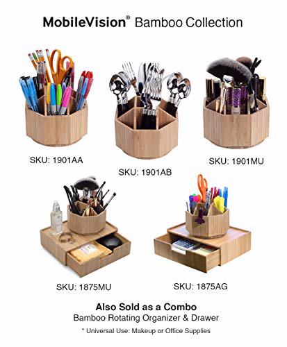 MobileVision Bamboo Rotating Makeup Organizer 6